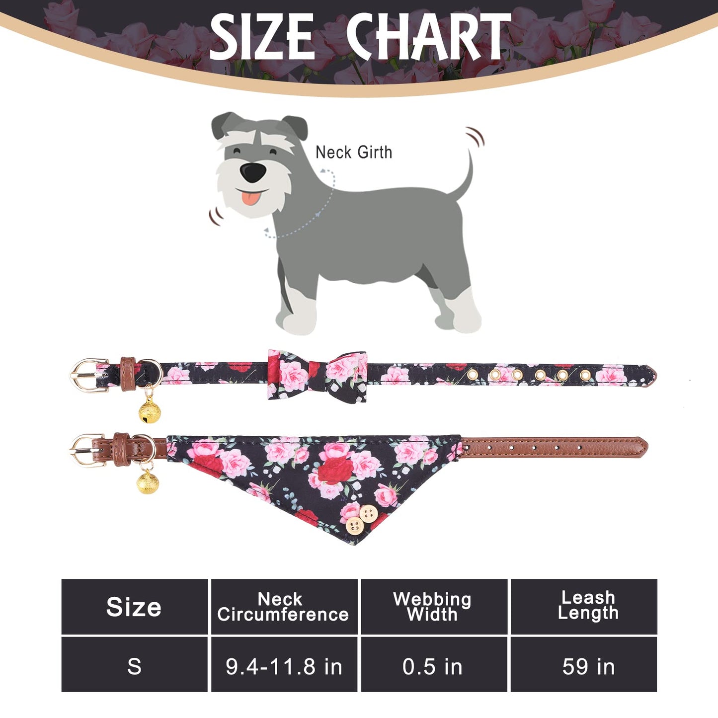 EXPAWLORER Dog Leash Set - Classic Plaid Dog Bow Tie and Dog Bandana Collar with Bell, Tangle Free, Adjustable Collars for Small Medium Large Dogs Cats, Holiday Ideal Gift