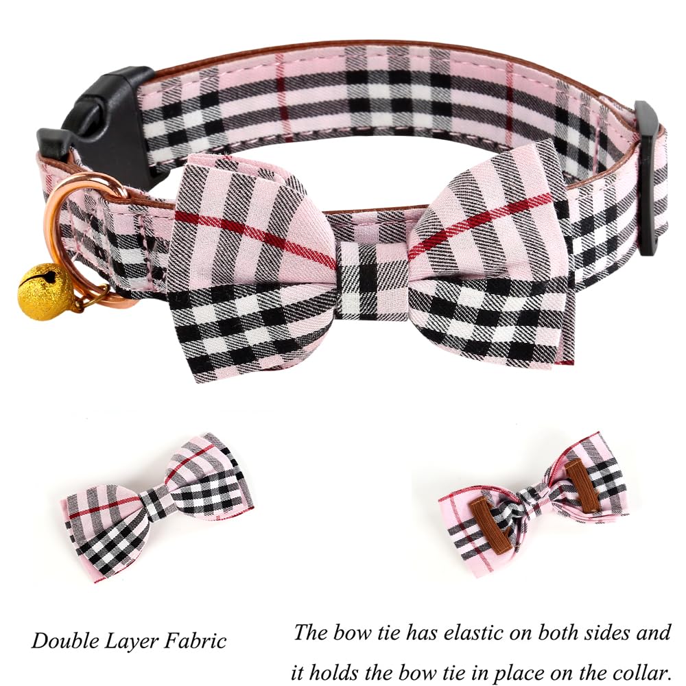 Yizepet Dog Collar with Bow Tie- Adjustable pet Collar for Dogs with Plastic Buckle Collar, Stylish Pattern for Small Medium or Large Boy and Girl Dog and Cat