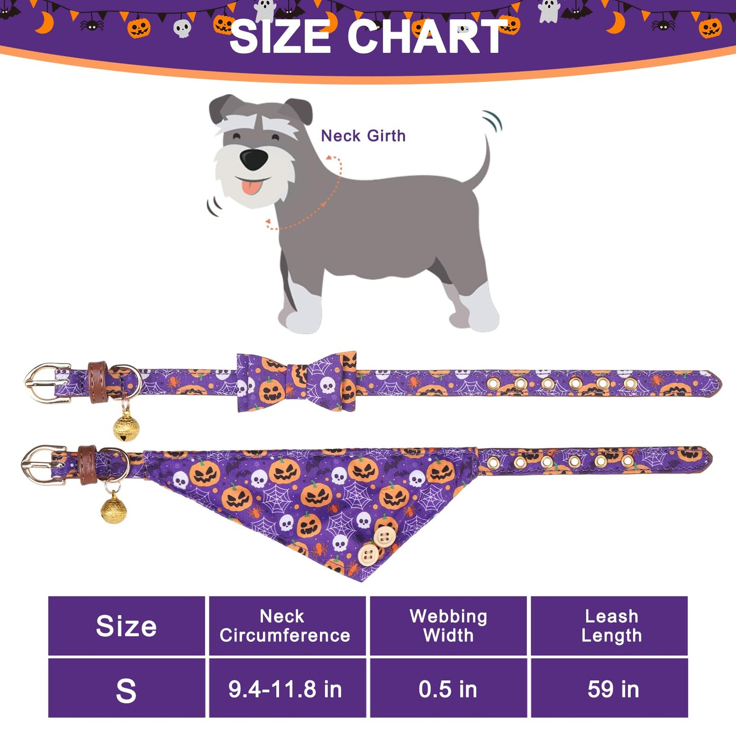 EXPAWLORER Dog Leash Set - Classic Plaid Dog Bow Tie and Dog Bandana Collar with Bell, Tangle Free, Adjustable Collars for Small Medium Large Dogs Cats, Holiday Ideal Gift