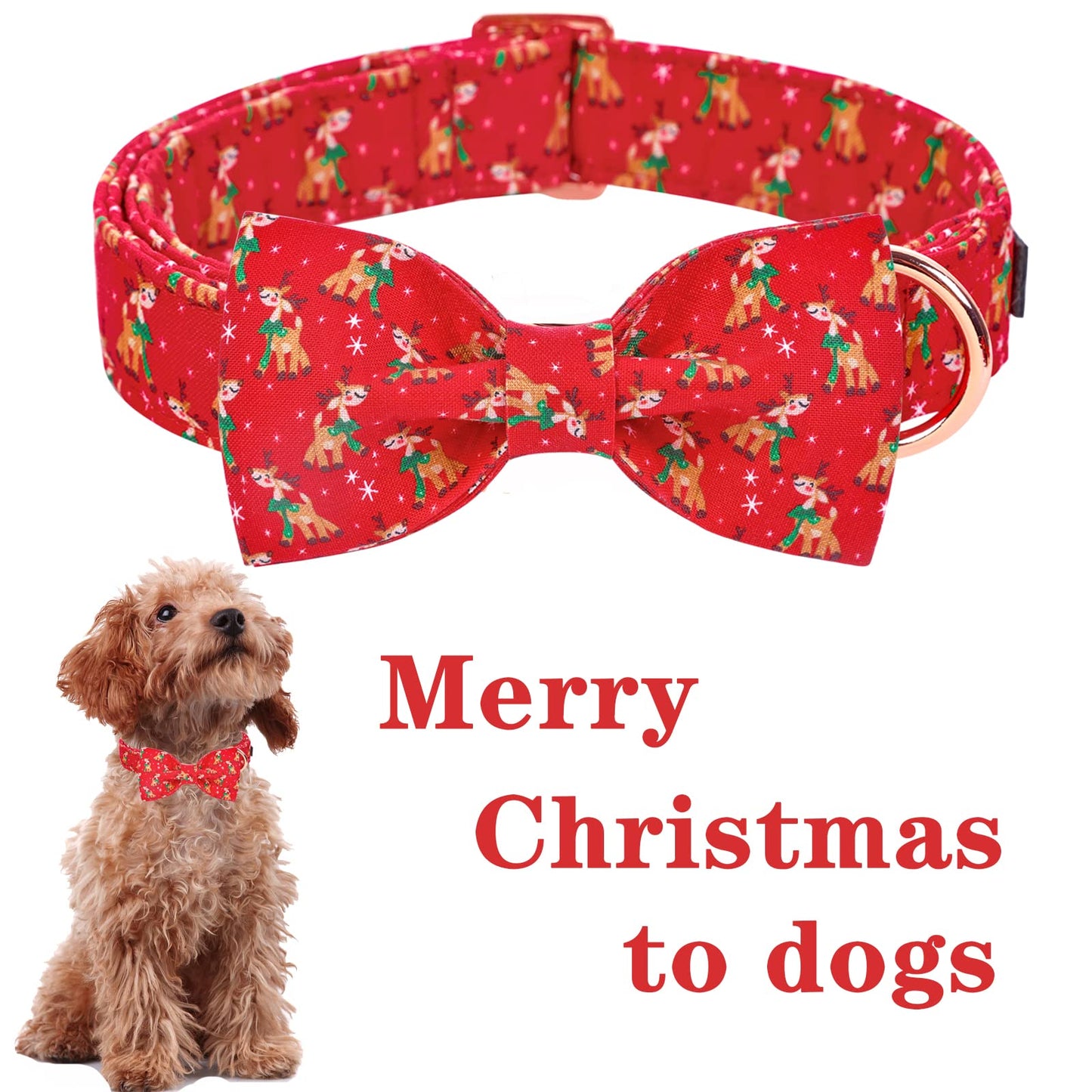 Unique style paws Christmas Dog and Cat Collar with Bow Pet Gift Adjustable Soft and Comfy Bowtie Collars for Small Medium Large Dogs