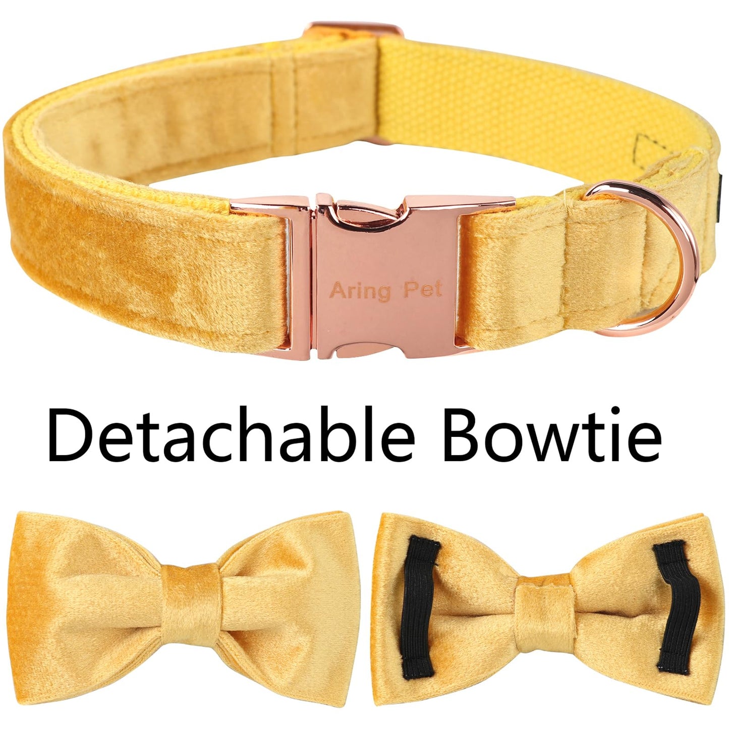 ARING PET Dog Collars with Bowtie-Velvet Dog Bow tie Collar, Adjustable Dark Green Dog Collar