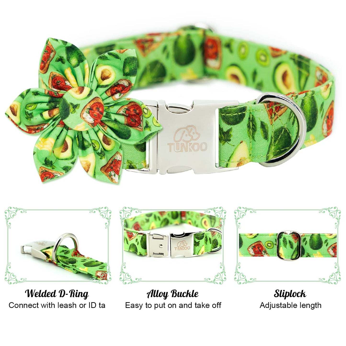 Tunkoo Christmas Dog Collar with Pretty Bow Tie - Red & Green Plaid Pet Collar, Adjustable Available in Small Medium Large, Gift for Girls Boys Dog, S