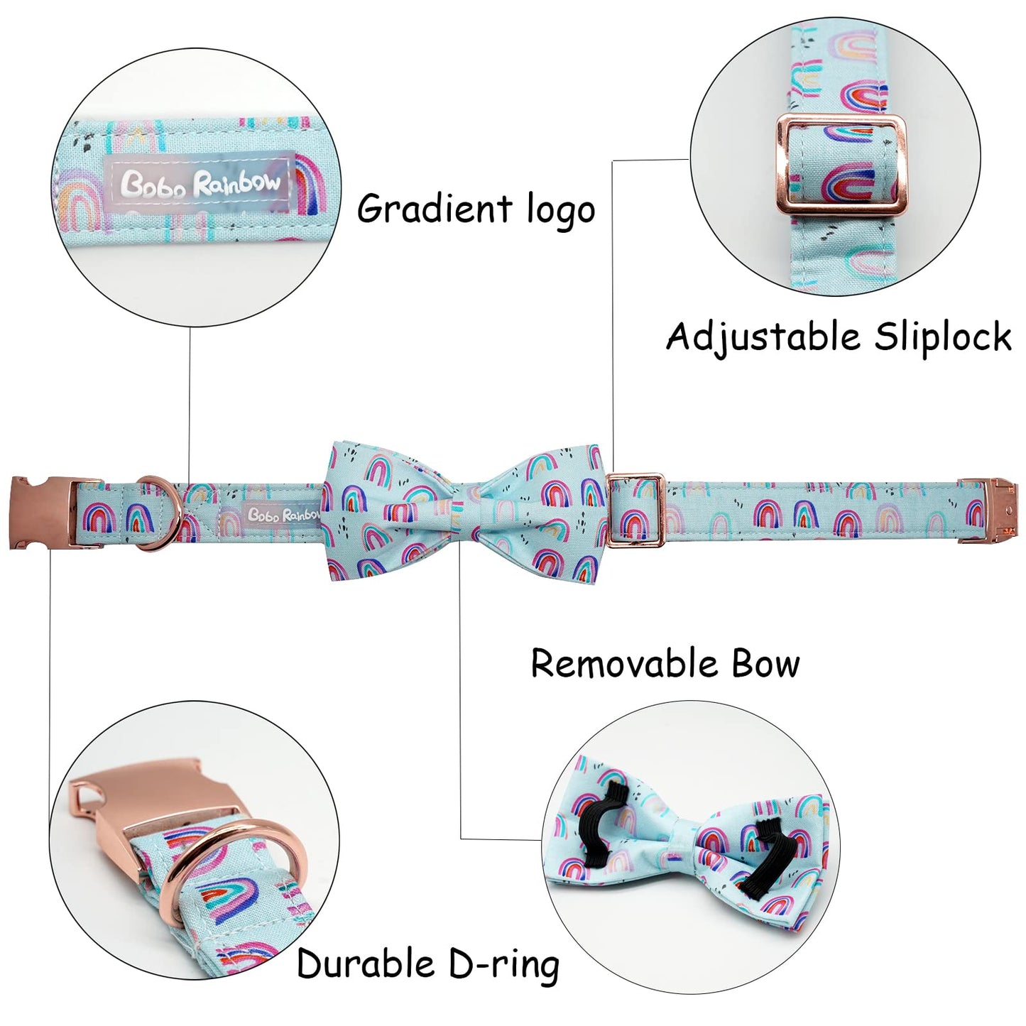 Dog Collar, Shark Print Bowtie Dog Collar Boy Pet Collar Bow Tie Collar for Dogs Soft Durable Adjustable Dog Collars for Small Dogs