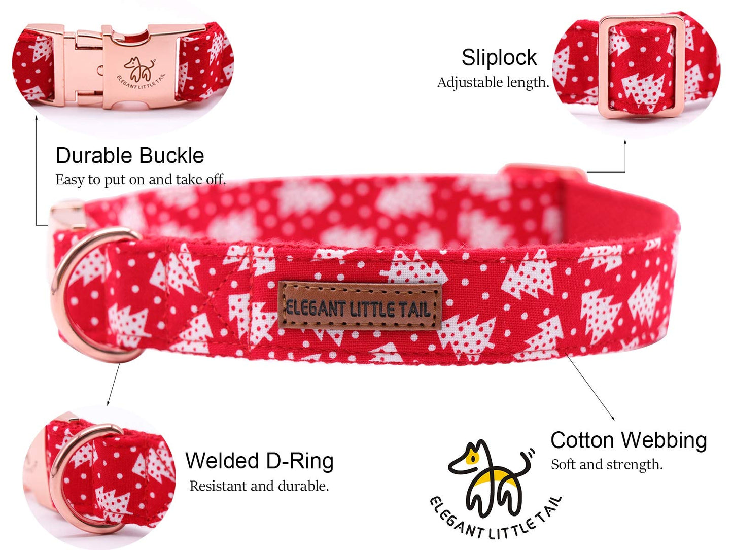 Elegant little tail Dog Collar with Bow, Bowtie Dog Collar, Adjustable Fall Dog Collars for Small Medium Large Dogs