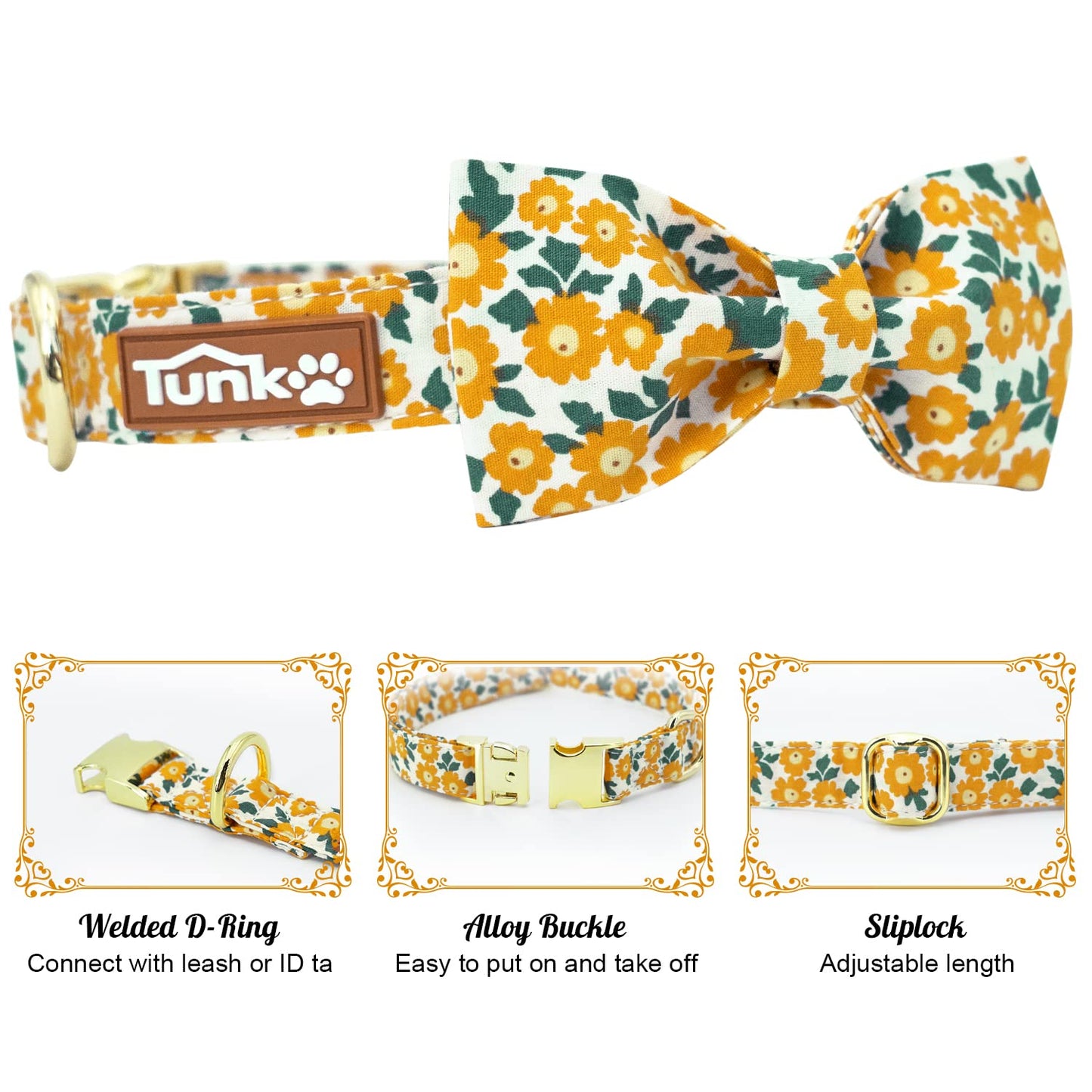 Tunkoo Happy Halloween Dog Collar with Pumpkin - Durable, Adjustable, and Stylish Pet Collar Available in Small, Medium, Large S