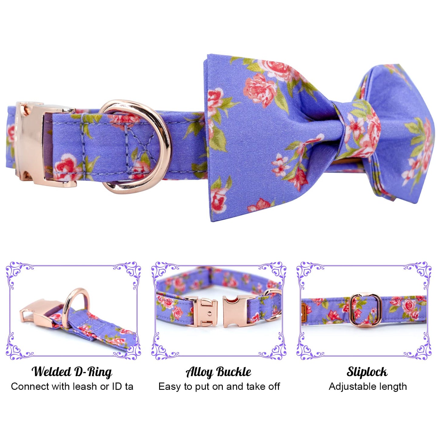 Tunkoo Christmas Dog Collar with Pretty Bow Tie - Red & Green Plaid Pet Collar, Adjustable Available in Small Medium Large, Gift for Girls Boys Dog, S