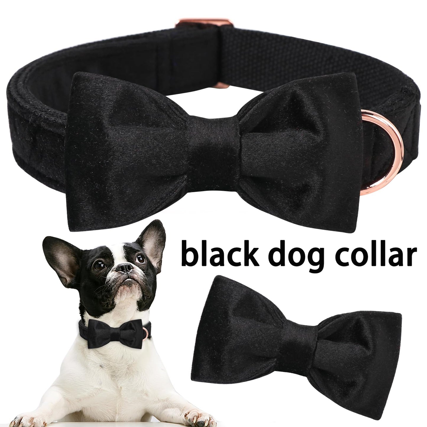 ARING PET Dog Collars with Bowtie-Velvet Dog Bow tie Collar, Adjustable Dark Green Dog Collar