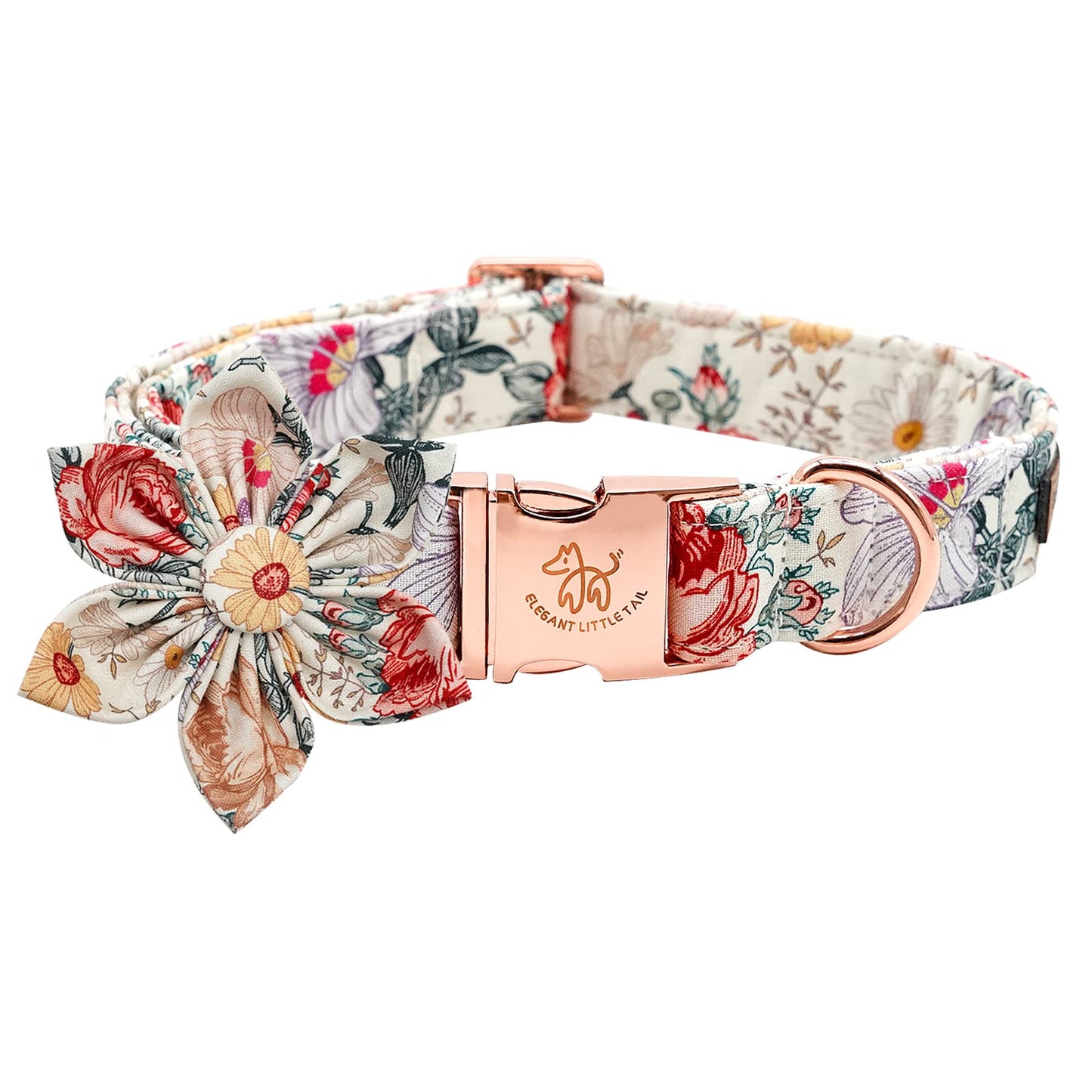 Elegant little tail Sunflower Girl Dog Collar for Female Dogs, Pet Collar Adjustable Dog Collars with Flower Gift for Medium Dogs