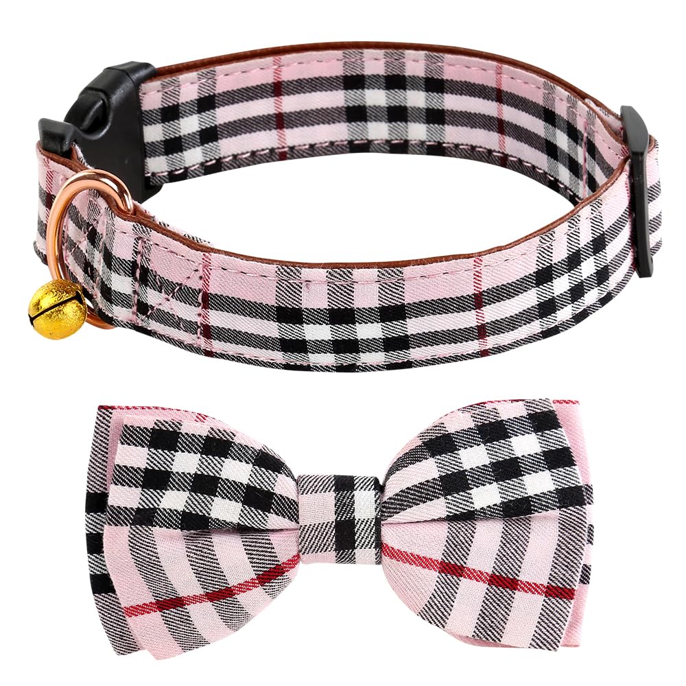 Yizepet Dog Collar with Bow Tie- Adjustable pet Collar for Dogs with Plastic Buckle Collar, Stylish Pattern for Small Medium or Large Boy and Girl Dog and Cat