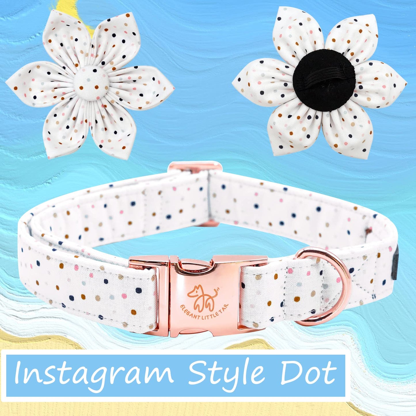 Elegant little tail Sunflower Girl Dog Collar for Female Dogs, Pet Collar Adjustable Dog Collars with Flower Gift for Medium Dogs