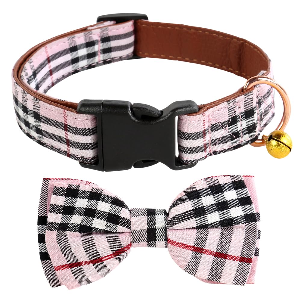 Yizepet Dog Collar with Bow Tie- Adjustable pet Collar for Dogs with Plastic Buckle Collar, Stylish Pattern for Small Medium or Large Boy and Girl Dog and Cat