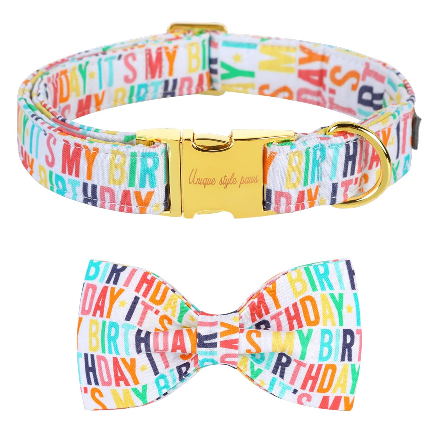 Unique style paws Christmas Dog Collar with Bow Tie Winter Gingerbread Snowman Theme Puppy Collar for Small Medium Large Dogs-M