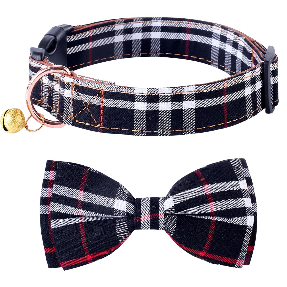 Yizepet Dog Collar with Bow Tie- Adjustable pet Collar for Dogs with Plastic Buckle Collar, Stylish Pattern for Small Medium or Large Boy and Girl Dog and Cat