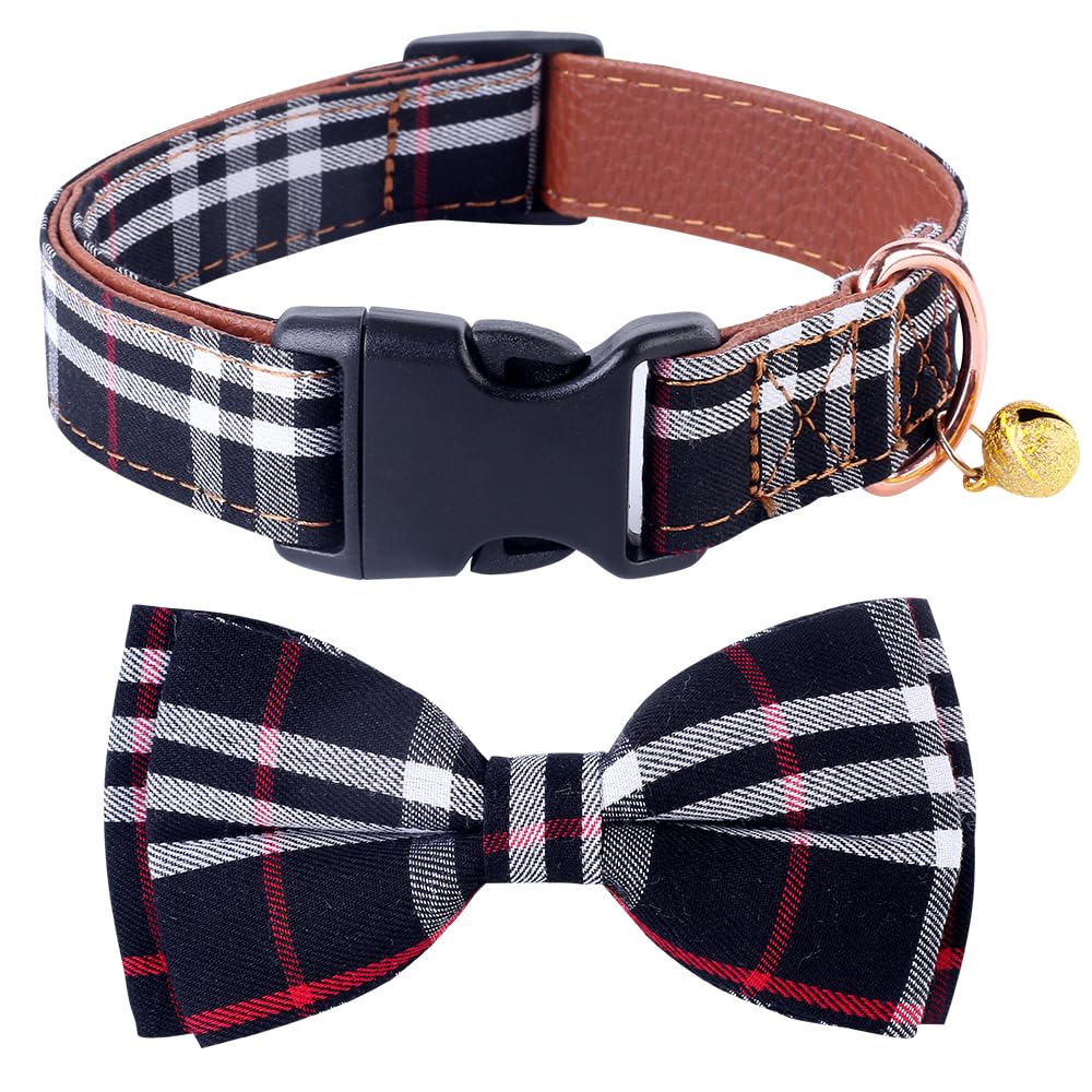 Yizepet Dog Collar with Bow Tie- Adjustable pet Collar for Dogs with Plastic Buckle Collar, Stylish Pattern for Small Medium or Large Boy and Girl Dog and Cat