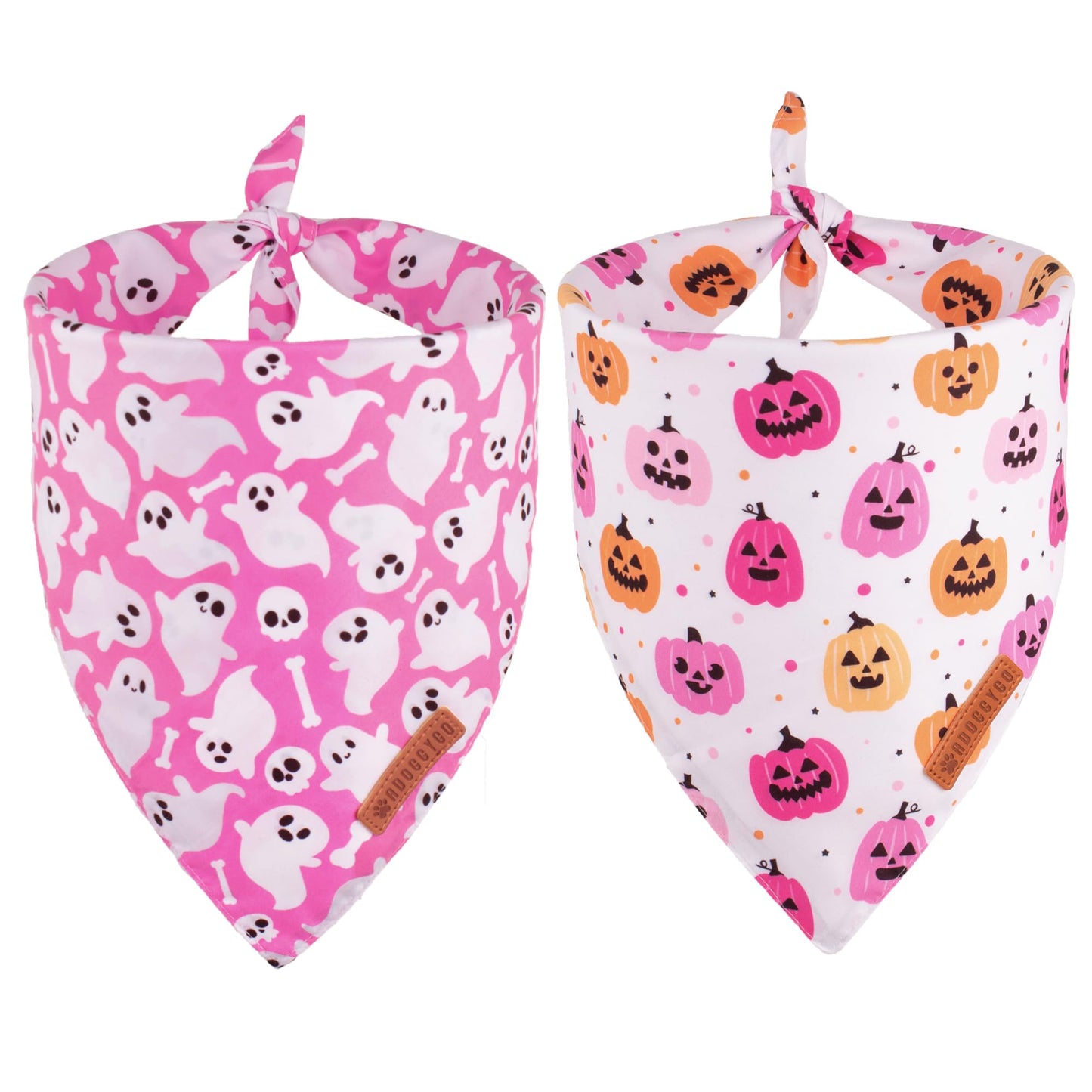 ADOGGYGO Halloween Dog Bandana, Halloween Pumpkin Ghost Dog Scarf, Premium Durable Fabric, Adjustable Fit Female Dog Halloween Bandanas for Medium Large Dogs Pets (Large, Halloween)