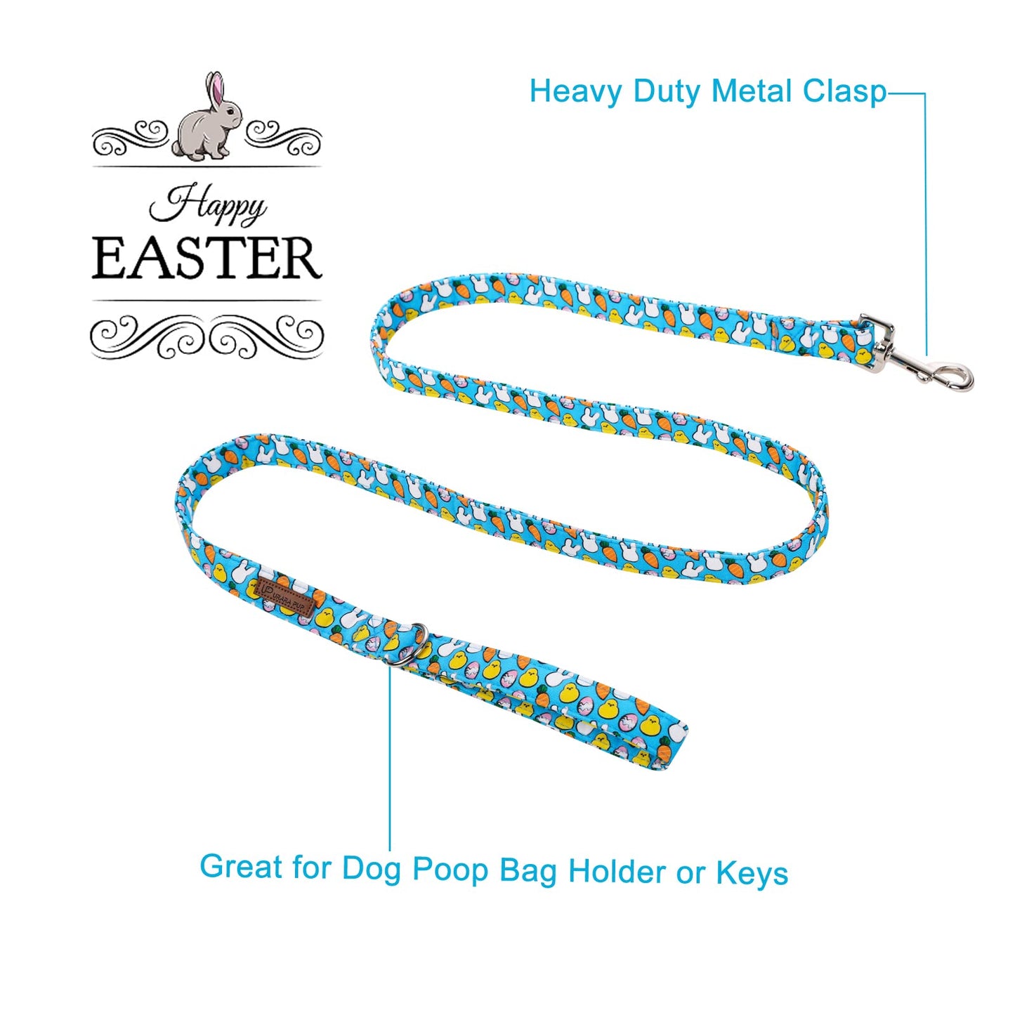 Easter Dog Collar with Bow Tie, Cotton Easter Bowtie Collar for Small Girl Boy Dog, Cute Carrot Pet Collar with Metal Buckle, Easter Day Gift Dog Collar, Blue, S, Neck 10-16in