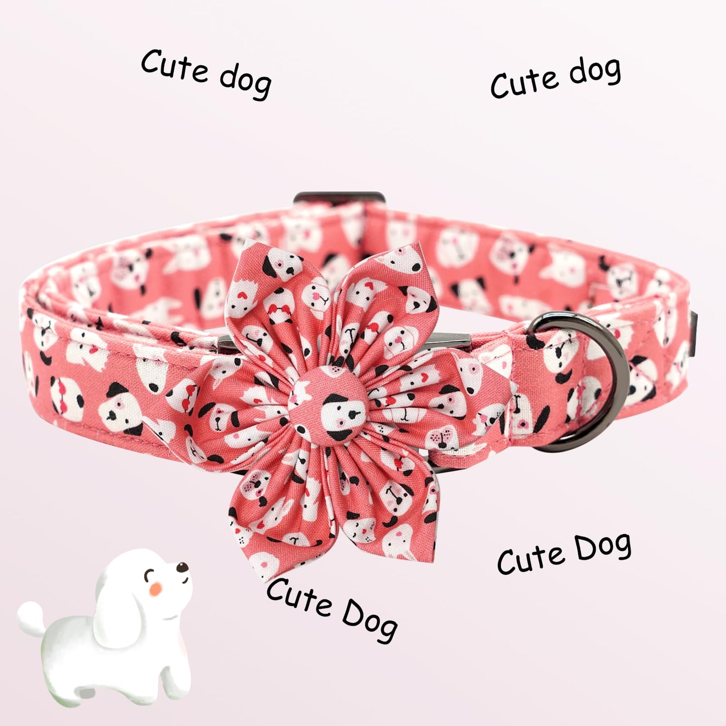 Elegant little tail Sunflower Girl Dog Collar for Female Dogs, Pet Collar Adjustable Dog Collars with Flower Gift for Medium Dogs