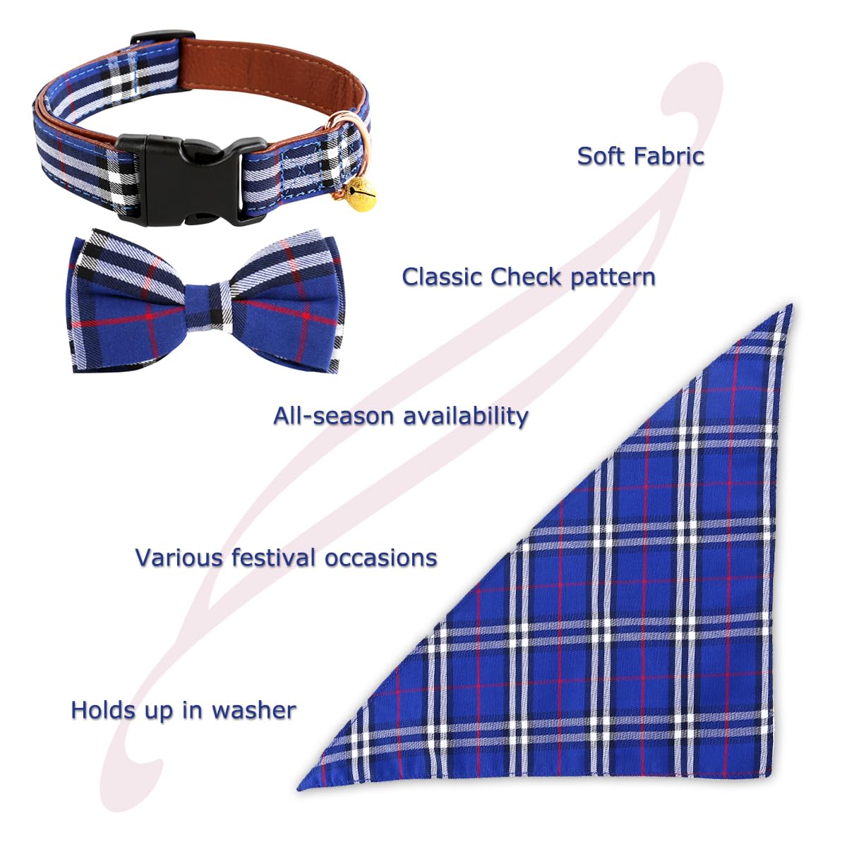 Yizepet Dog Collar with Bow Tie- Adjustable pet Collar for Dogs with Plastic Buckle Collar, Stylish Pattern for Small Medium or Large Boy and Girl Dog and Cat