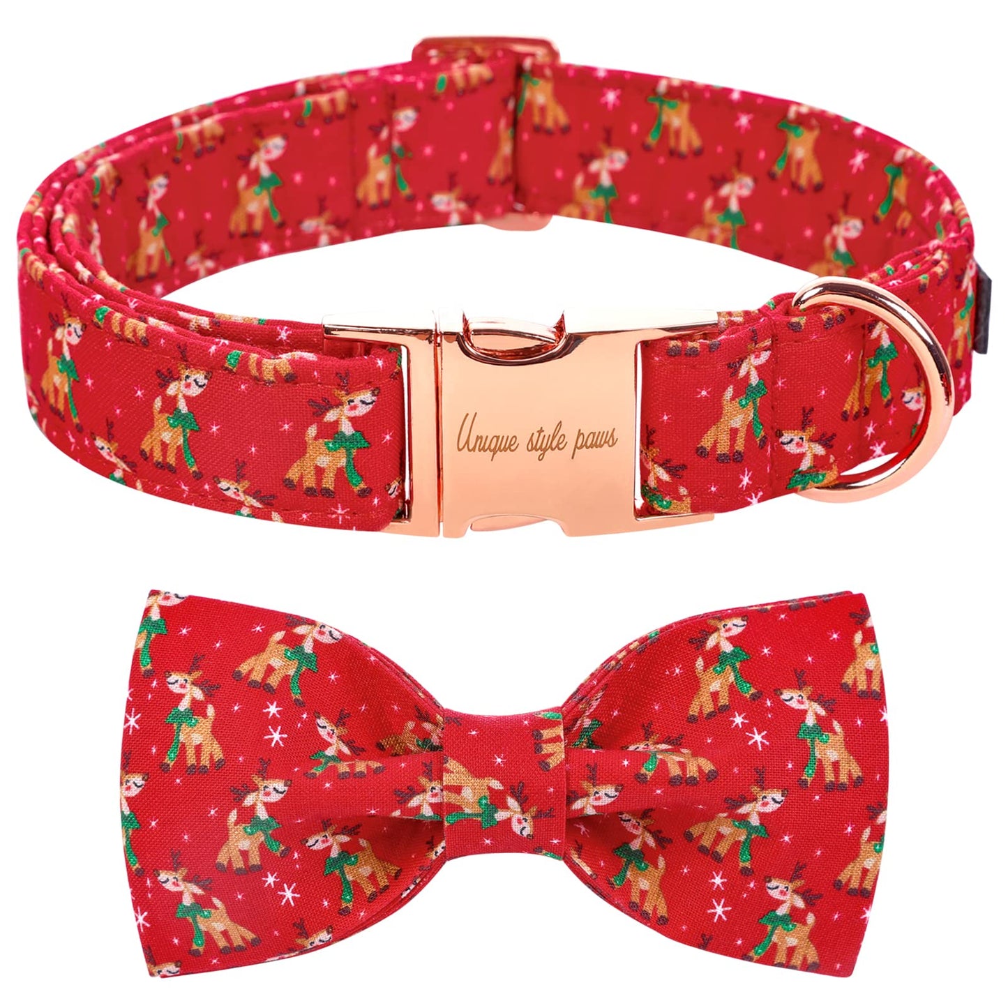 Unique style paws Christmas Dog and Cat Collar with Bow Pet Gift Adjustable Soft and Comfy Bowtie Collars for Small Medium Large Dogs