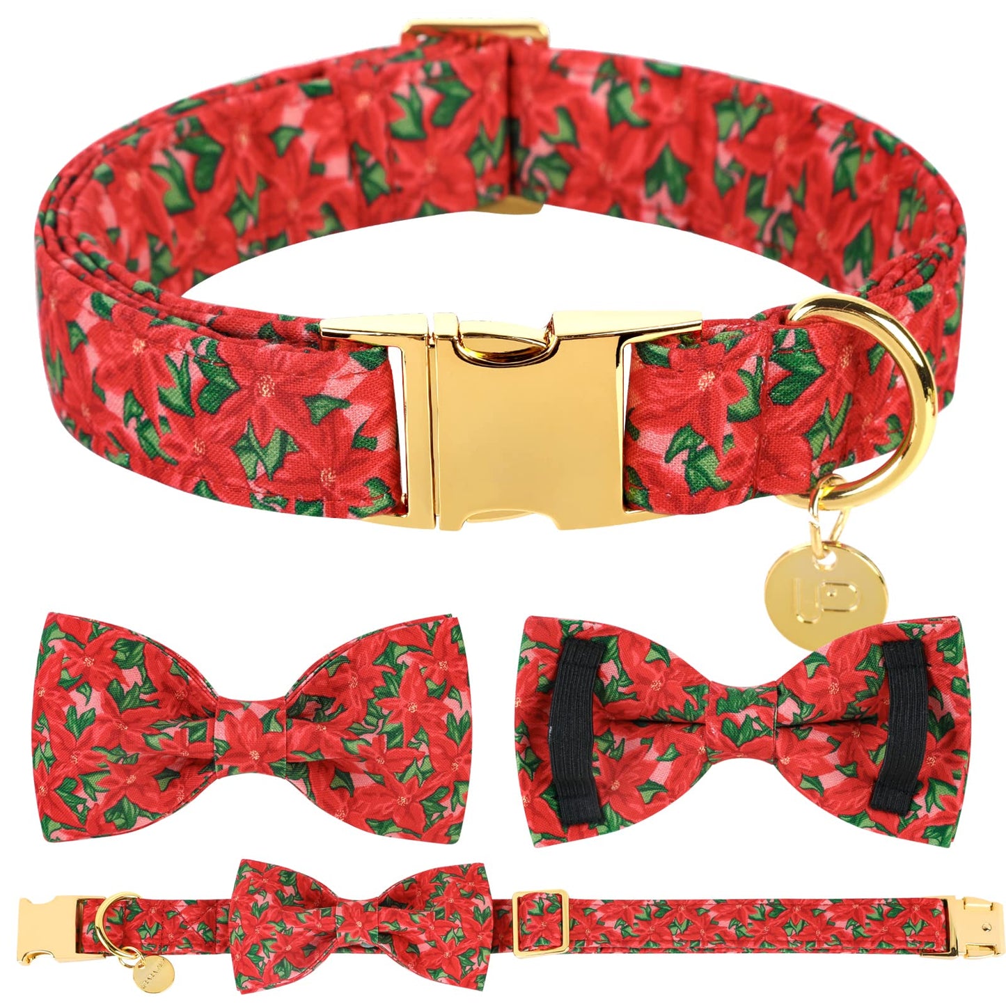 Valentine’s Day Dog Collar with Bow Tie, Valentine Bowtie Collar with Metal Buckle, Valentine’s Day Gift Pet Collar for Medium Girl Boy Dog, Wedding Dog Collar, Red, M, Neck 13.5-22in