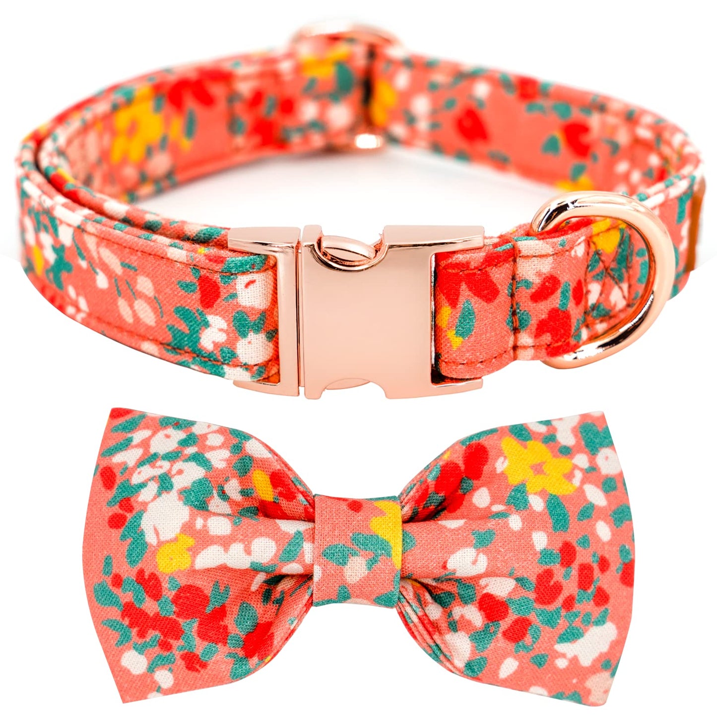 Tunkoo Christmas Dog Collar with Pretty Bow Tie - Red & Green Plaid Pet Collar, Adjustable Available in Small Medium Large, Gift for Girls Boys Dog, S