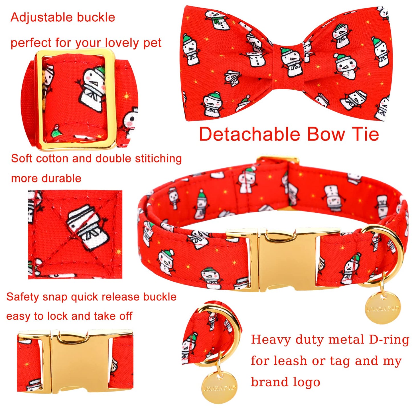 Valentine’s Day Dog Collar with Bow Tie, Valentine Bowtie Collar with Metal Buckle, Valentine’s Day Gift Pet Collar for Medium Girl Boy Dog, Wedding Dog Collar, Red, M, Neck 13.5-22in