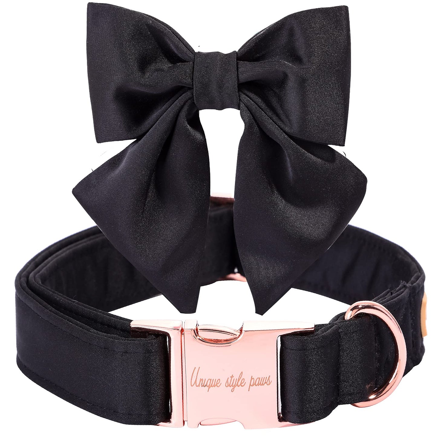 Unique style paws Silk Pink Color Dog Collar Adjustable Durable Dog Collar with Bow Wedding Bowtie Collar for Small Puppy and Cats