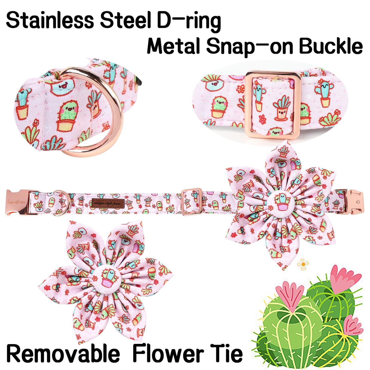 Unique style paws Cartoon Dog Collar with Bow Spring Summer Collar with Flower for Small Medium Large Boys Girls Dogs