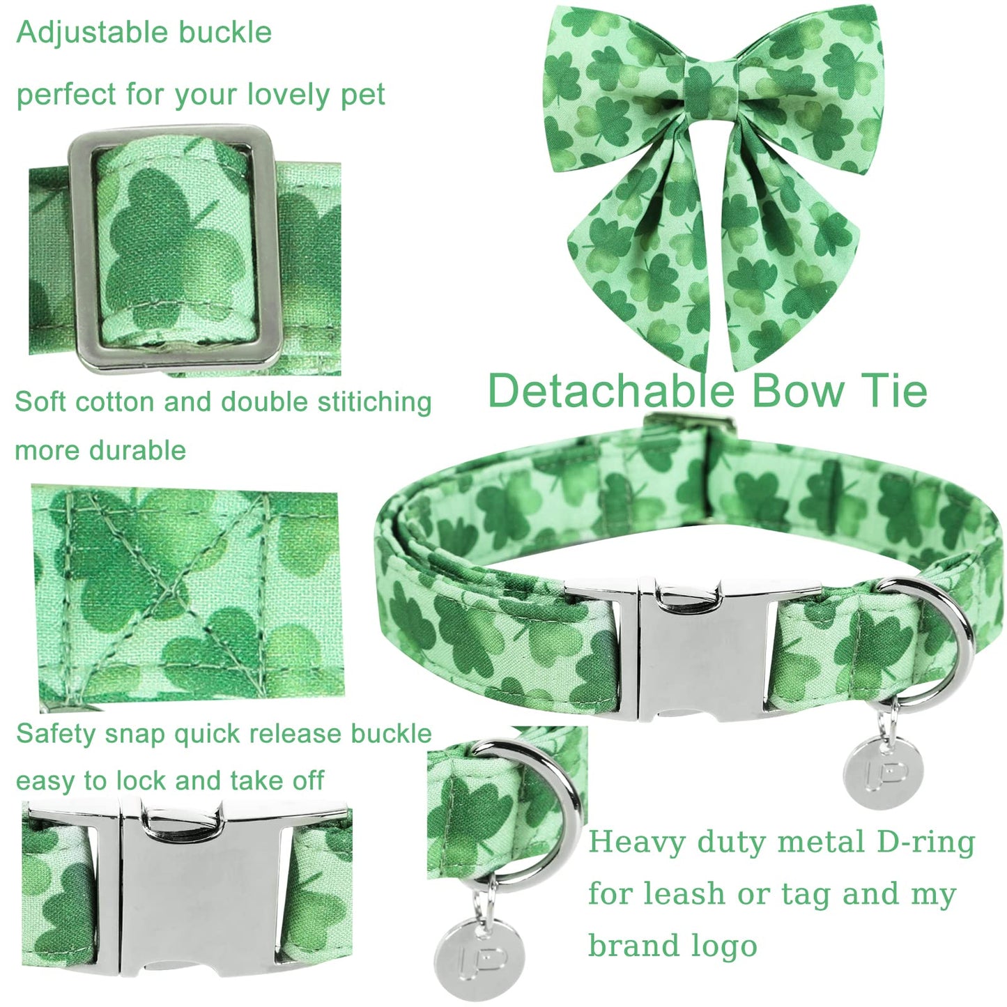 Easter Dog Collar with Bow Tie, Cotton Easter Bowtie Collar for Small Girl Boy Dog, Cute Carrot Pet Collar with Metal Buckle, Easter Day Gift Dog Collar, Blue, S, Neck 10-16in