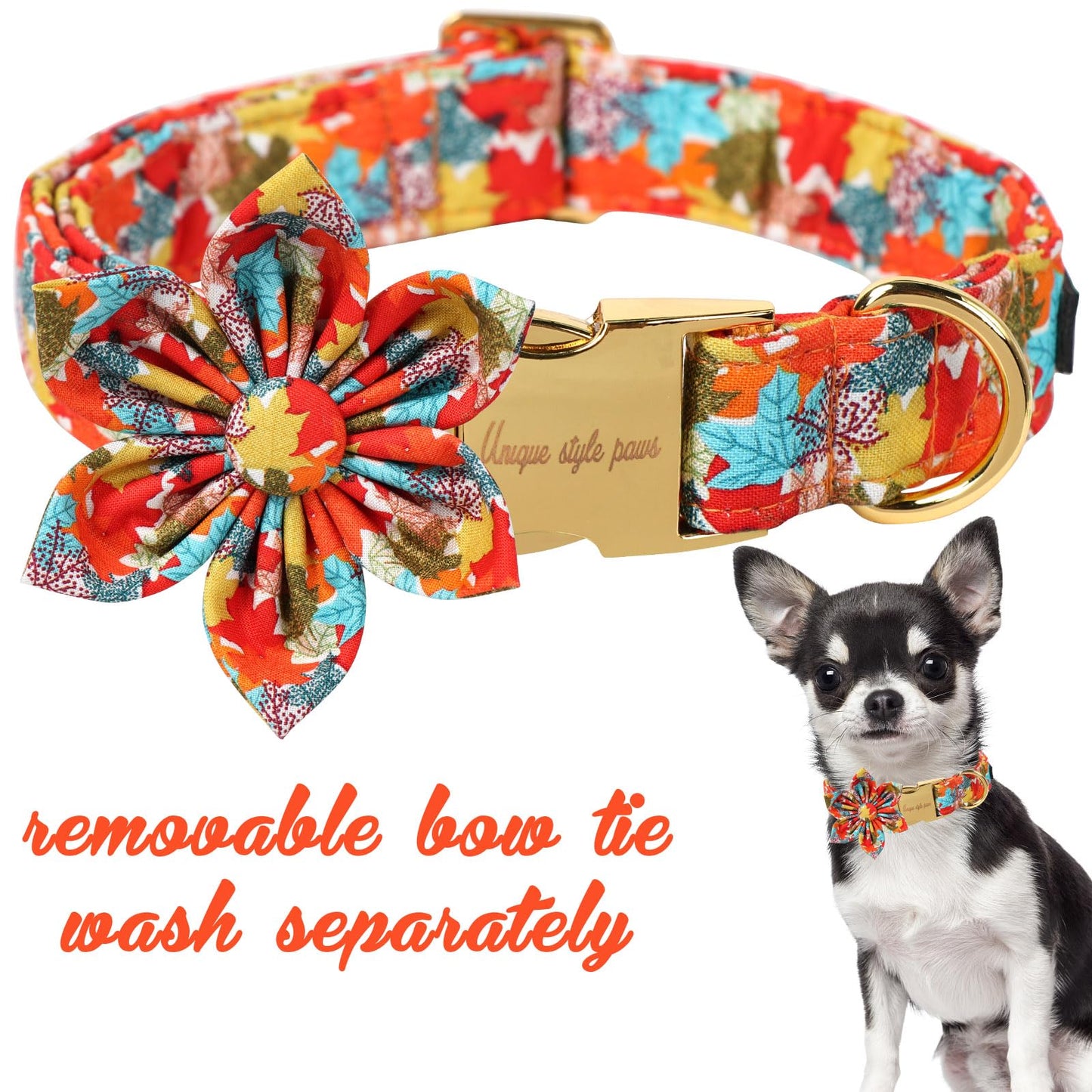 Unique Style Paws Halloween Dog Collar with Bow Cotton Cute Bowtie Dog Collar for Small Medium Large Dogs Holiday Dog Collar