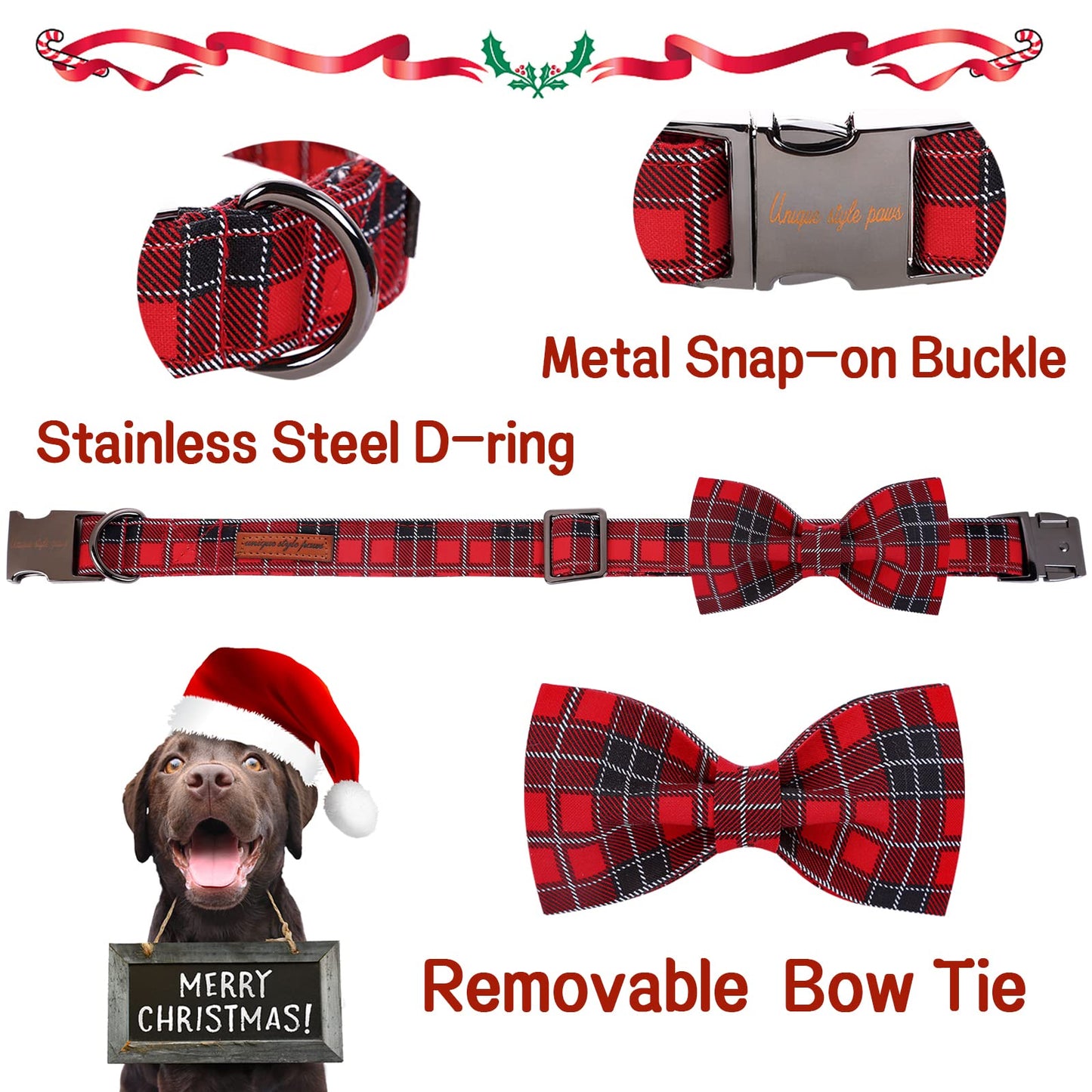 Unique style paws Halloween Dog Collar with Bow Tie Pumpkin Cotton Collar Adjustable Puppy Collar for Small Medium Large Dogs-S