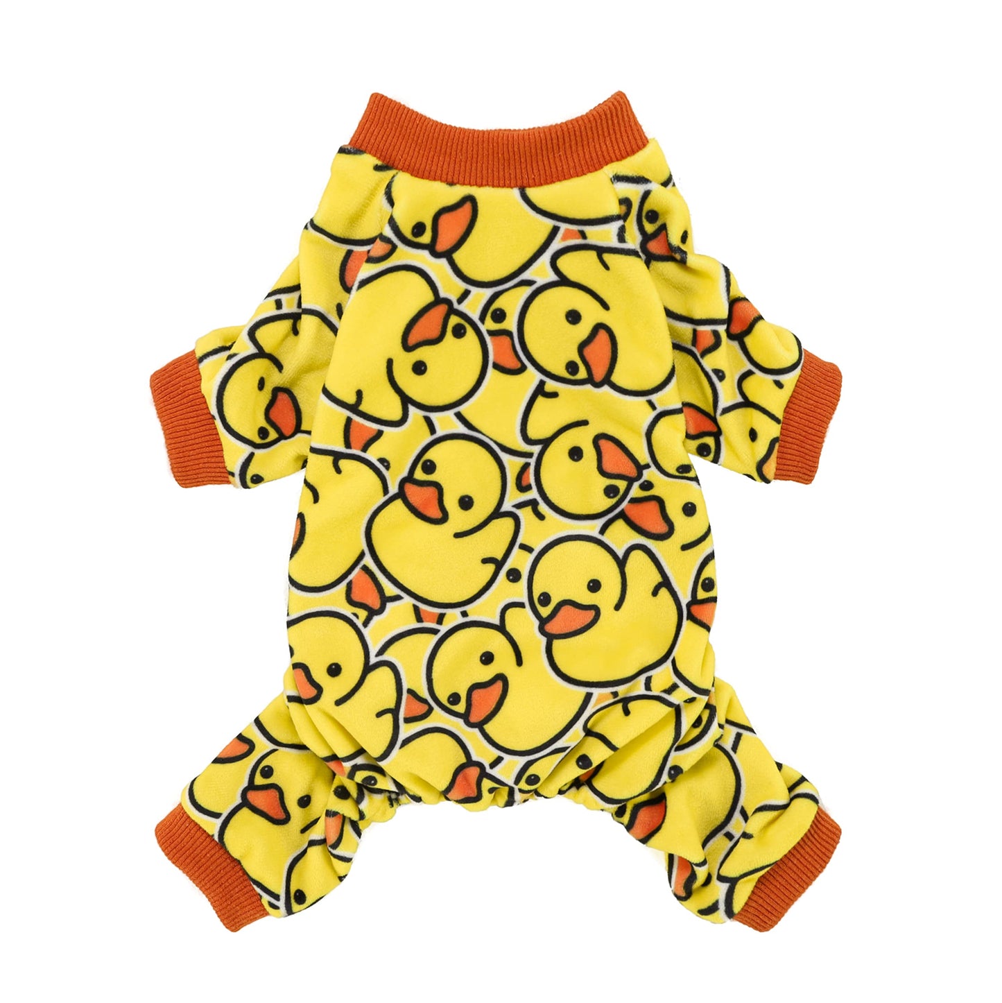 Fitwarm Funny Duck Dog Pajamas, Dog Winter Clothes for Small Dogs Girl, Lightweight Velvet Pet Jumpsuit, Cat Onesie, Yellow, Medium