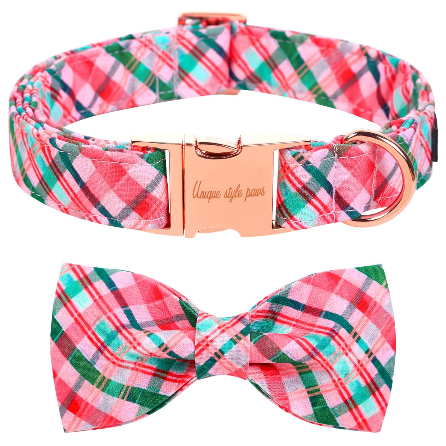 Unique style paws Christmas Dog Collar with Bow Tie Winter Gingerbread Snowman Theme Puppy Collar for Small Medium Large Dogs-M