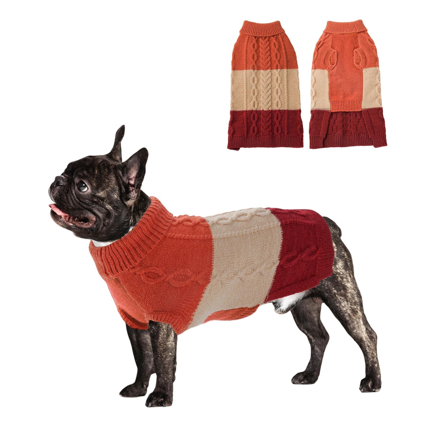 NACOCO Dog Sweater Color Block - Halloween Cat Knitted Clothes Pet Fashion Sweatshirt Soft Vest Thickening Winter Warm Knitwear Outfits Apparel for Small Medium Dog Puppy Kitten(Orange, M)