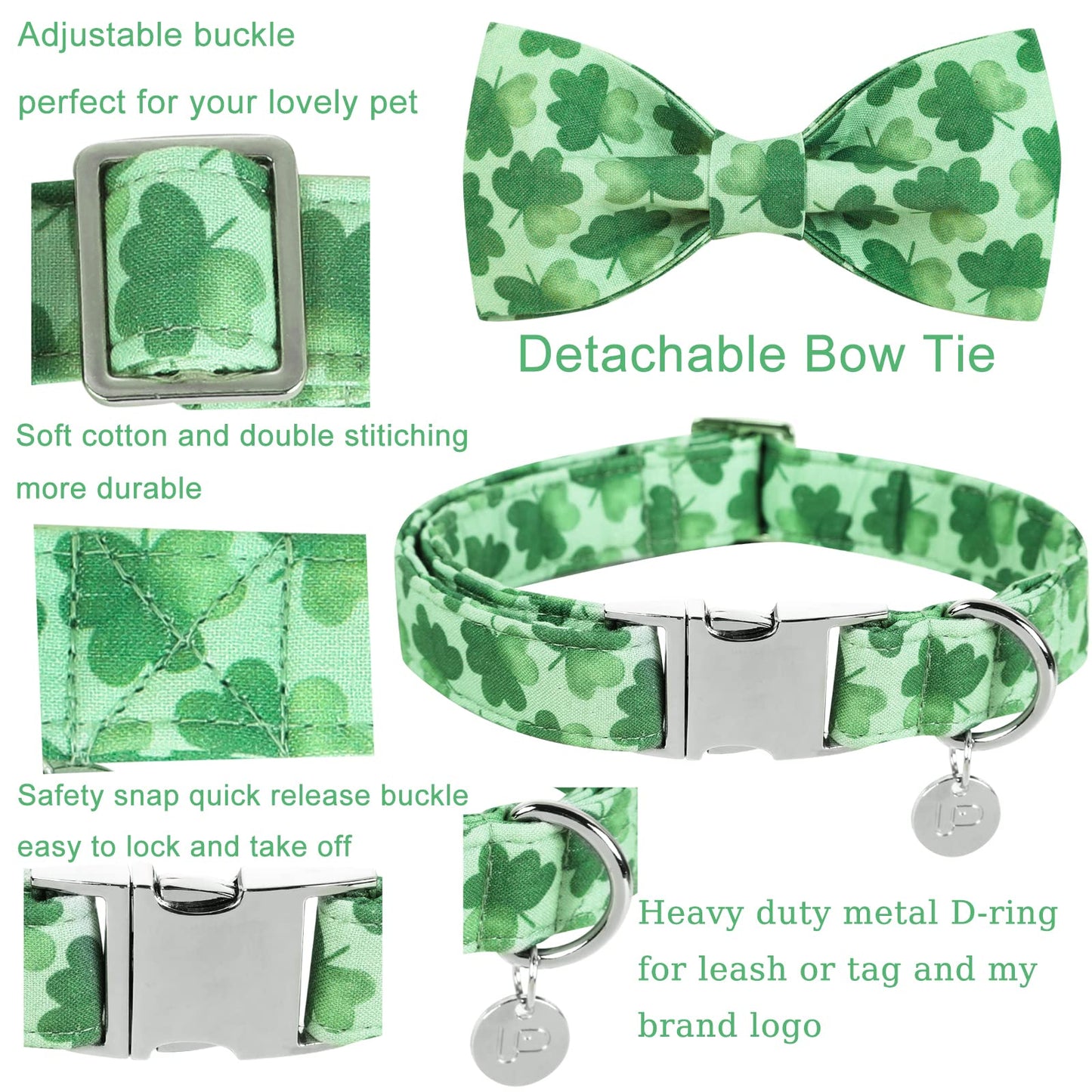 Easter Dog Collar with Bow Tie, Cotton Easter Bowtie Collar for Small Girl Boy Dog, Cute Carrot Pet Collar with Metal Buckle, Easter Day Gift Dog Collar, Blue, S, Neck 10-16in