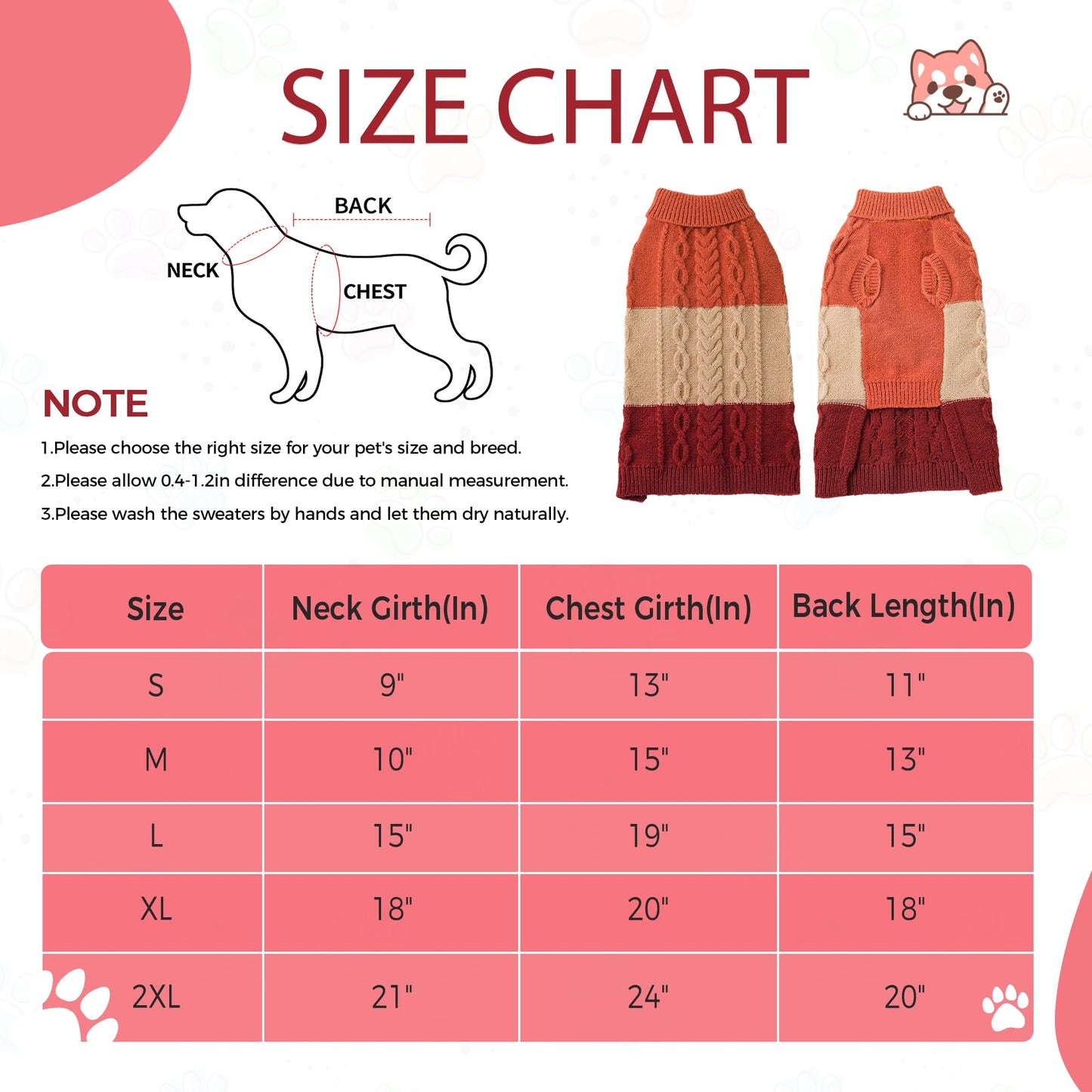 NACOCO Dog Sweater Color Block - Halloween Cat Knitted Clothes Pet Fashion Sweatshirt Soft Vest Thickening Winter Warm Knitwear Outfits Apparel for Small Medium Dog Puppy Kitten(Orange, M)