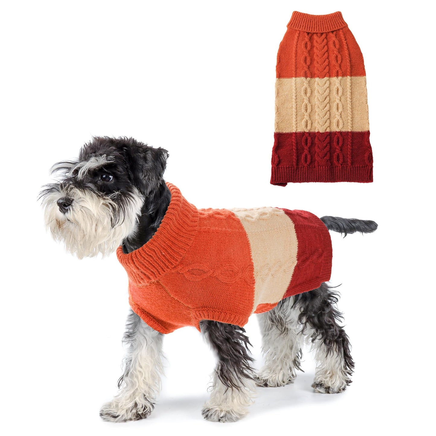 NACOCO Dog Sweater Color Block - Halloween Cat Knitted Clothes Pet Fashion Sweatshirt Soft Vest Thickening Winter Warm Knitwear Outfits Apparel for Small Medium Dog Puppy Kitten(Orange, M)