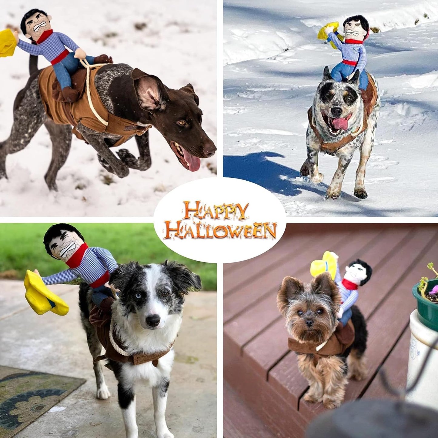 Dog Costumes Pet Cowboy Rider Costumes Pet Knight Style with Doll and Hat Clothes Puppy Halloween Novelty Funny Cosplay Apparel Accessories Outfits for Small Medium Dogs Cats (Medium)