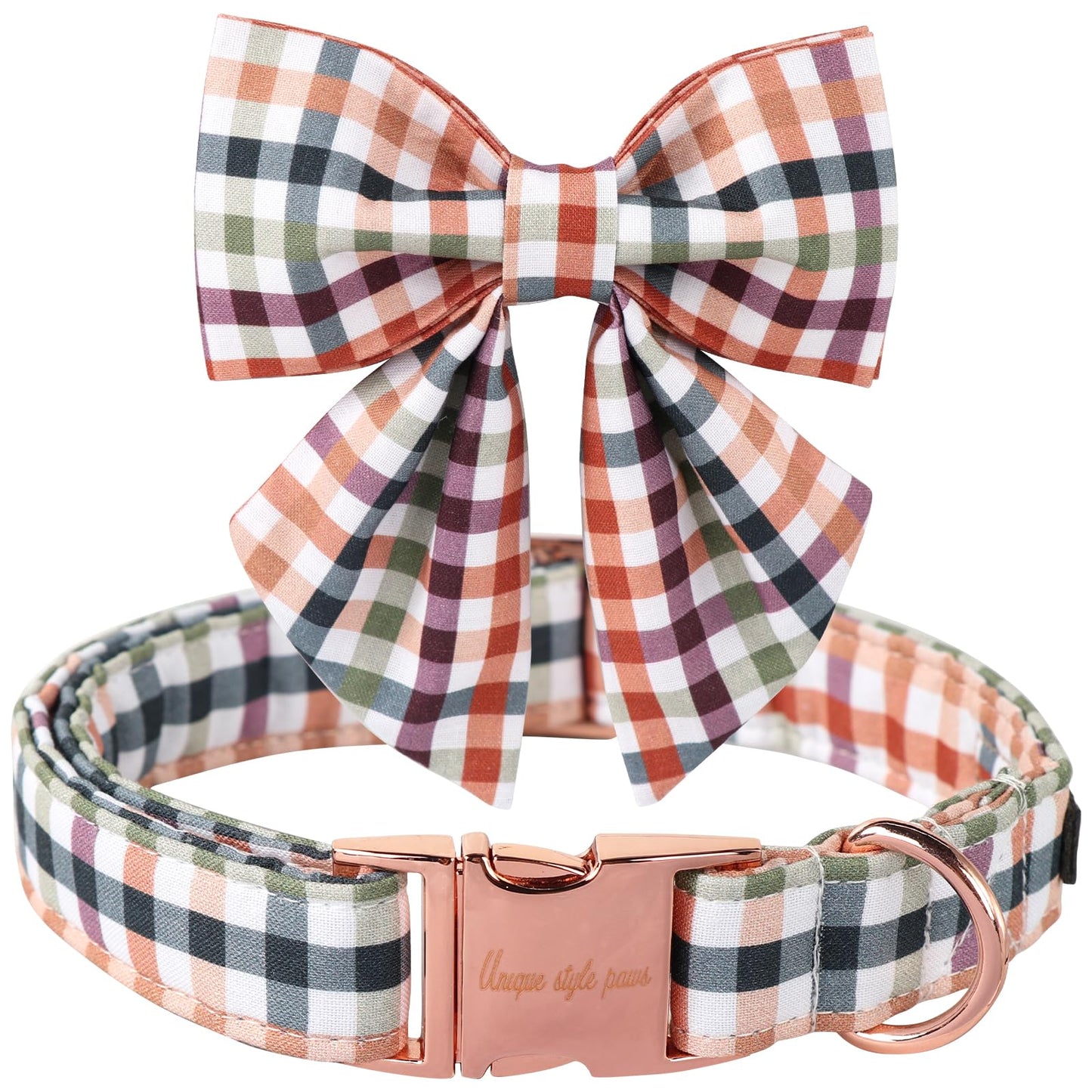 Unique Style Paws Cotton Dog Collar with Bow Halloween Pumpkin Plaid Dog Collar with Bow Tie for Small Medium Large Dogs Pets Gifts