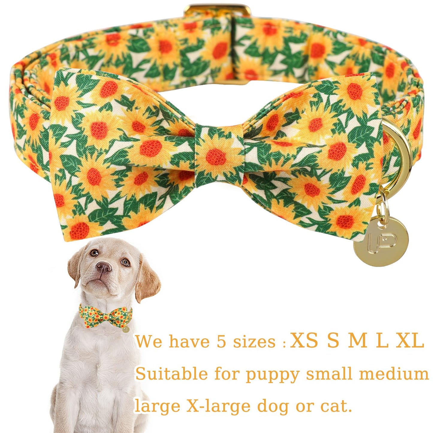 Thanksgiving Dog Collar with Bow Tie, Turkey Cotton Bowtie Collar for Puppy Girl Dog or Cat, Autumn Bow Tie Collar with Durable Metal Buckle, Turkeys Pet Collar, S, Neck 10-16in