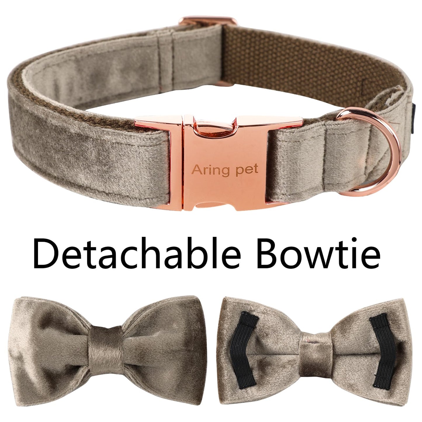 ARING PET Dog Collars with Bowtie-Velvet Dog Bow tie Collar, Adjustable Dark Green Dog Collar