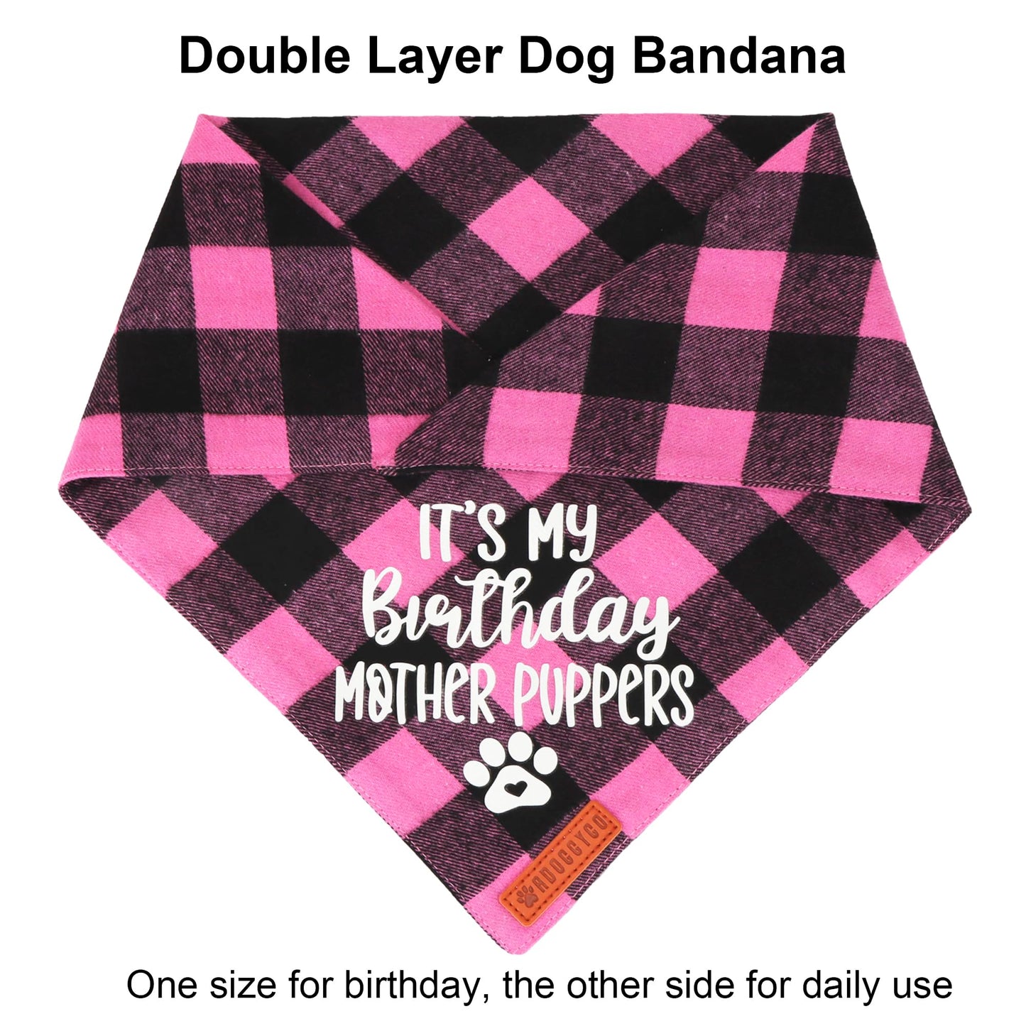 ADOGGYGO Dog Birthday Bandana, Multi Size Offered, Blue Plaid Birthday Boy Dog Bandana for Medium Large Dogs Pets (Blue, Large)