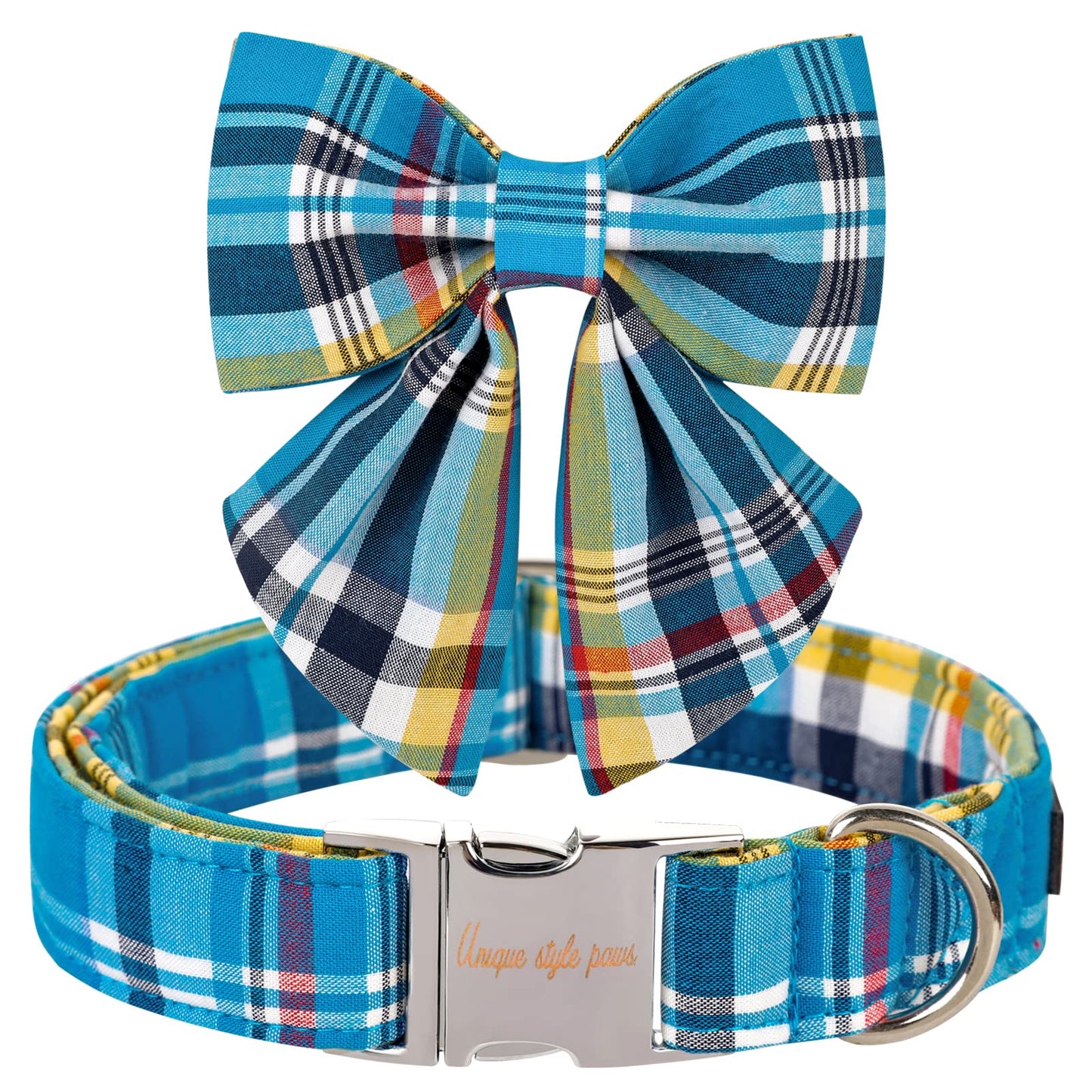 Unique style paws Christmas Dog Collar with Bow Tie Winter Gingerbread Snowman Theme Puppy Collar for Small Medium Large Dogs-M