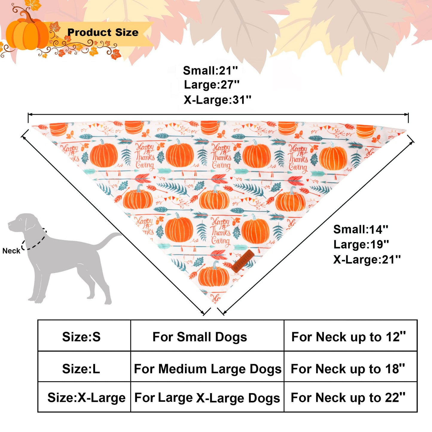 ADOGGYGO Halloween Dog Bandana, Halloween Pumpkin Ghost Dog Scarf, Premium Durable Fabric, Adjustable Fit Female Dog Halloween Bandanas for Medium Large Dogs Pets (Large, Halloween)