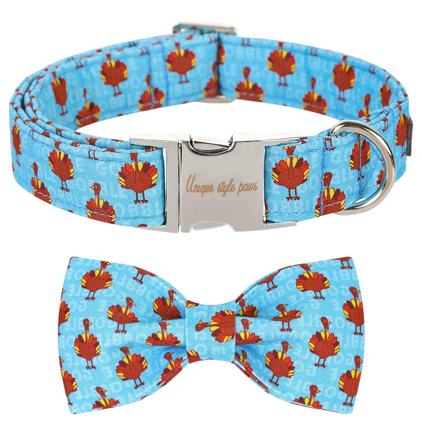 Unique style paws Halloween Dog Collar with Bow Tie Pumpkin Cotton Collar Adjustable Puppy Collar for Small Medium Large Dogs-S