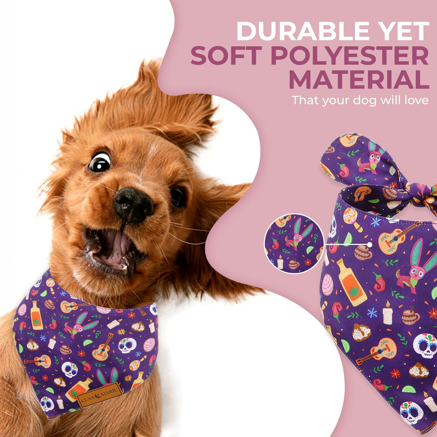 Luxury Pet Birthday Bandanas -Premium & Silky Poly Fabric | 100% Handmade | Custom Shape Dual Layered (Birthday Girl, Medium)