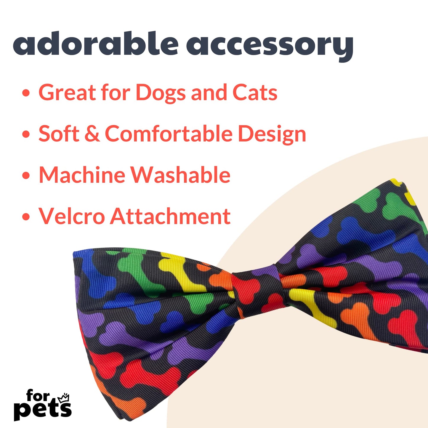 Huxley & Kent Bow Tie for Pets | Bone-Dana Multi (Small) | Bow Tie Collar Attachment | Fun Bow Ties for Dogs & Cats | Cute, Comfortable, and Durable | H&K Bow Tie