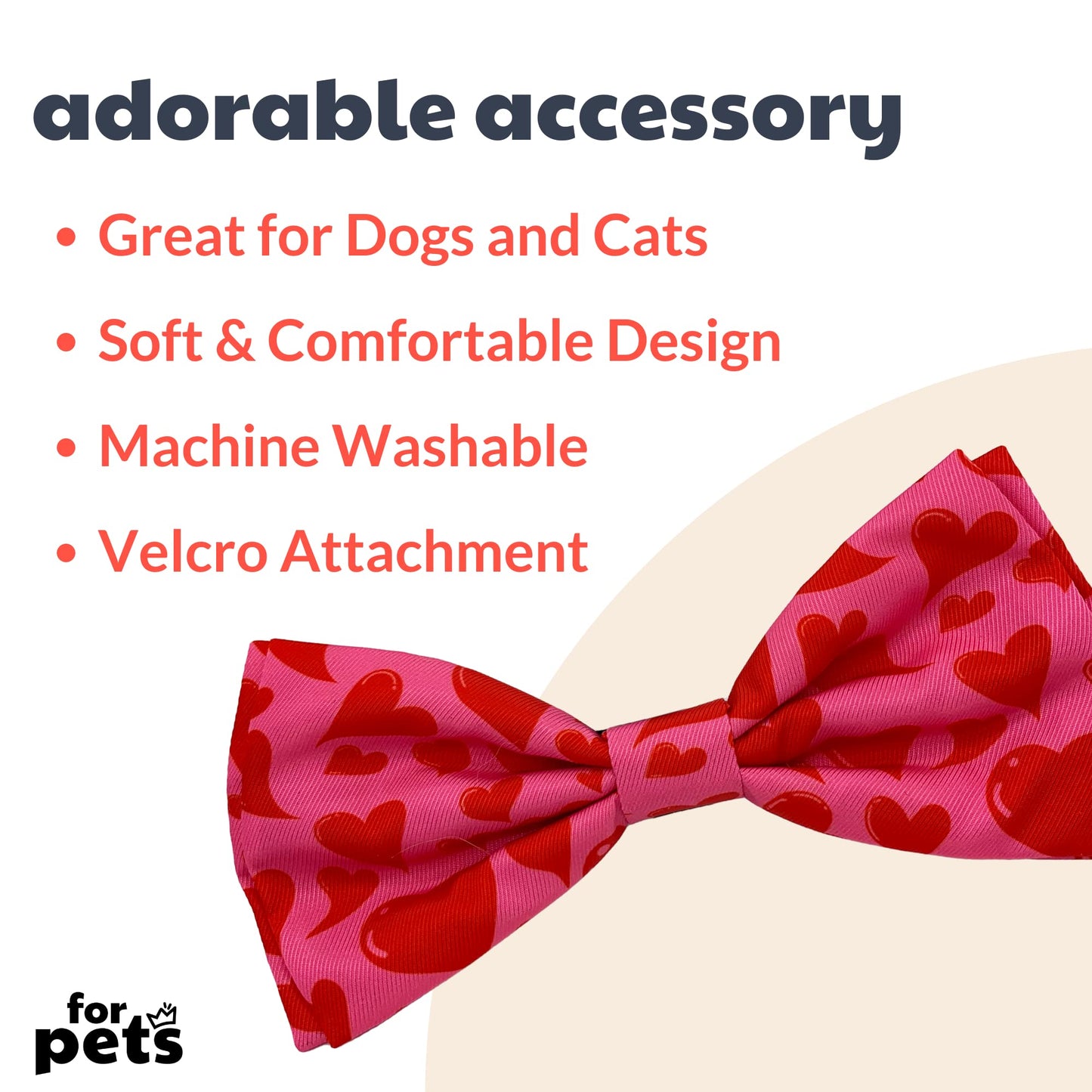 Huxley & Kent Bow Tie for Pets | Kisses (Small) | Valentine's Day Pet Bow Tie Collar Attachment | Fun Bow Ties for Dogs & Cats | Cute, Comfortable, and Durable