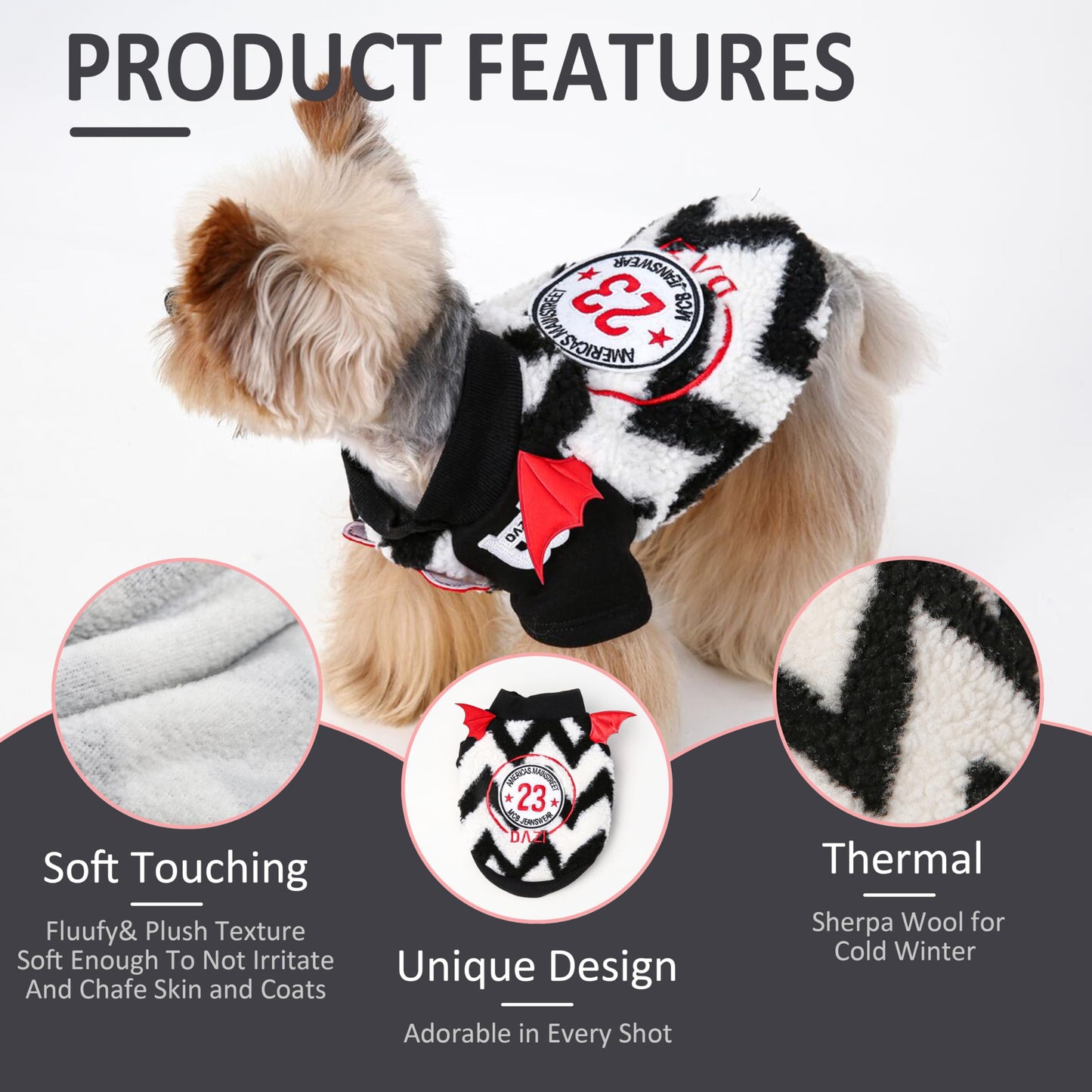 Dog Sweaters for Small Dogs Girl Boy, Dog Halloween Costume，Sherpa Fleece Dog Winter Clothes for Small Dogs Boy Girl