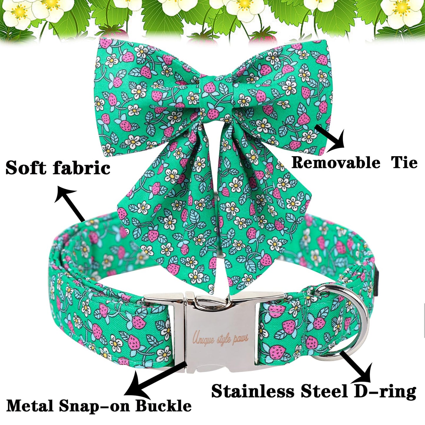 Unique style paws Cartoon Dog Collar with Bow Spring Summer Collar with Flower for Small Medium Large Boys Girls Dogs